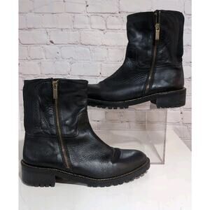 Fabianelli Boots Women's Black Italian Leather Chelsea Lug Sole Ankle Sz 9.5